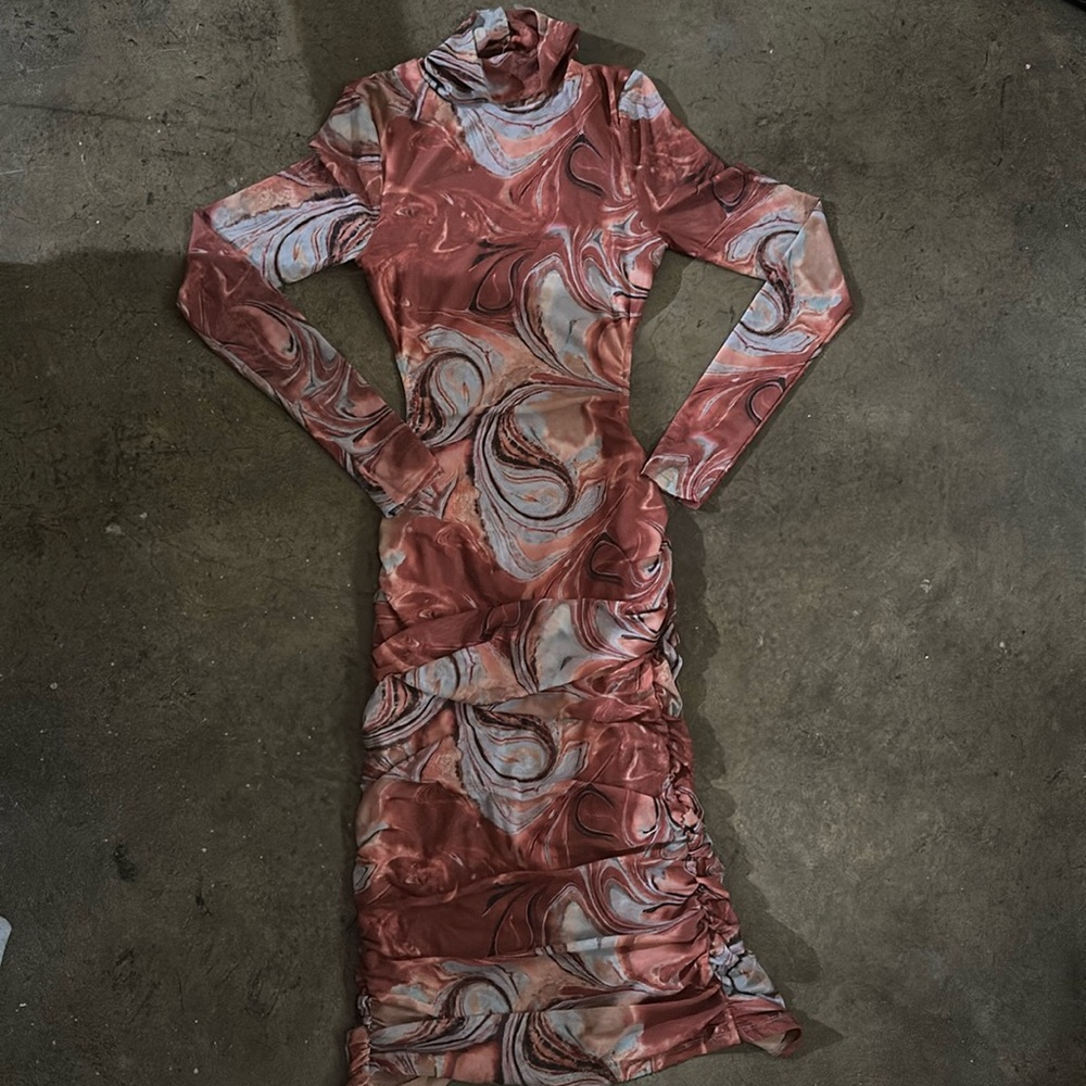 Marble multi colored bodycon backless dress